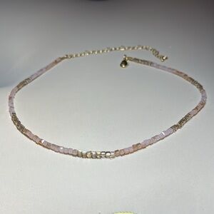 HAND MADE 3mm Glass bead Necklace Pinks Sparkly & Adjustable 20 inches long